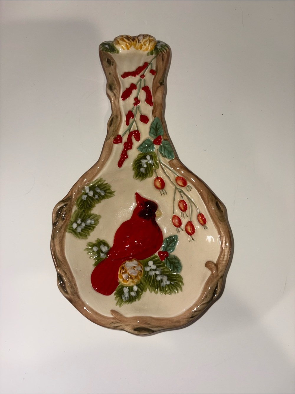 Ceramic Cardinal Spoon Rest - Red Cardinal Design